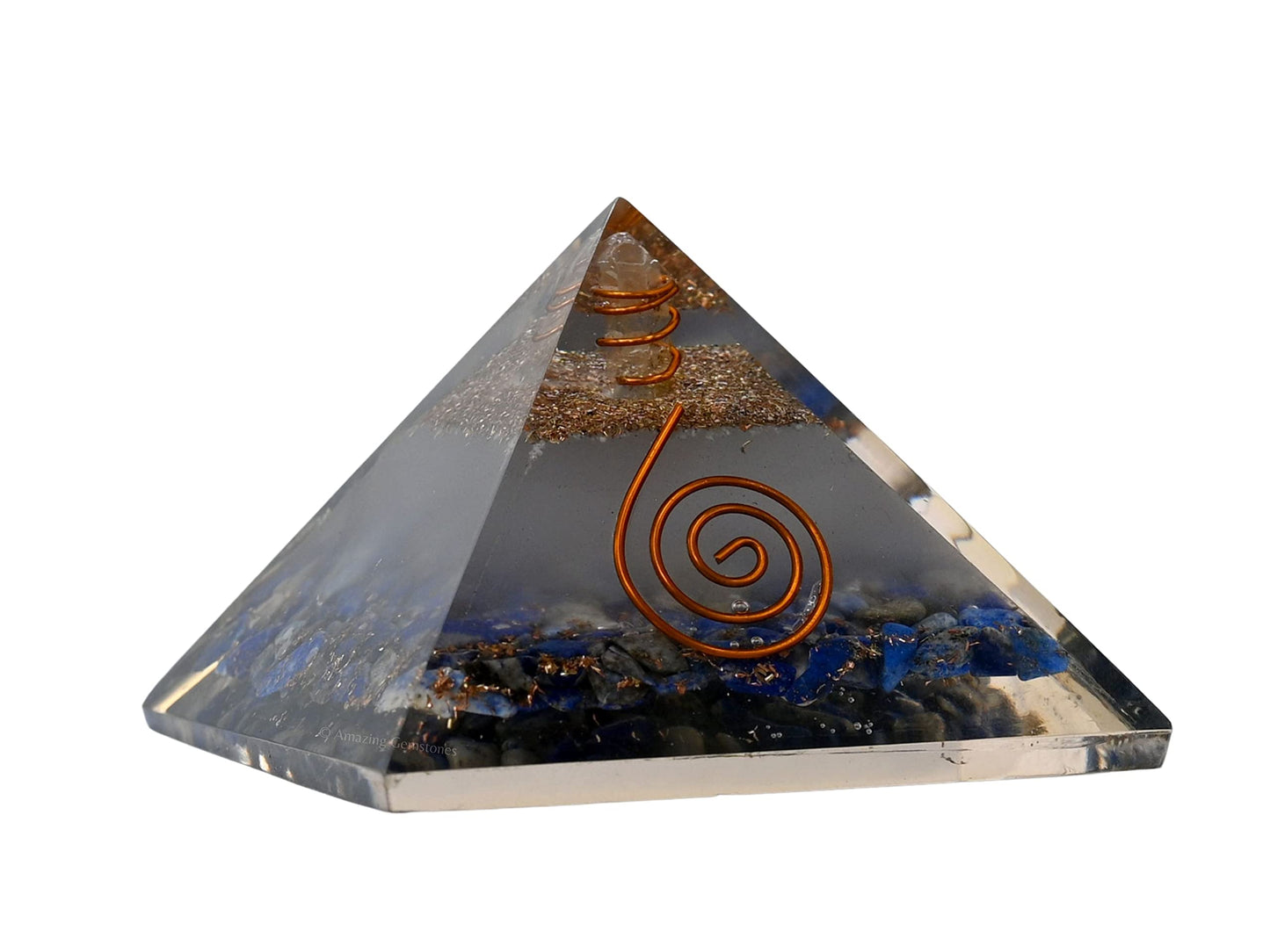 Large Orgone Pyramid | Glow in Dark Lapis Lazuli Pyramid Crystal | Orgonite Pyramid | Organ Pyramids Positive Energy Healing
