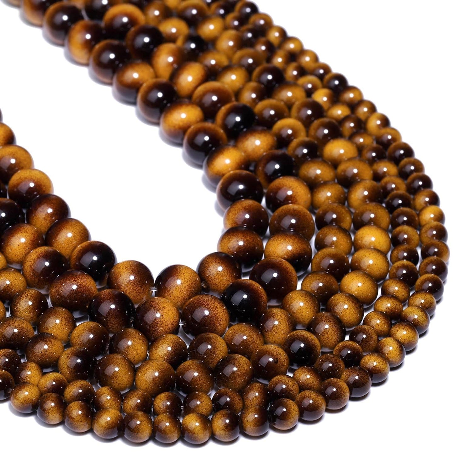 Song Xi 45PCS 8mm Yellow Tiger Eye Gemstone Beads for Jewelry Making, Round Smooth Glass Beads for DIY Bracelet Necklace Earring Keychain, Arts and Crafts, for Christmas Wedding Birthday