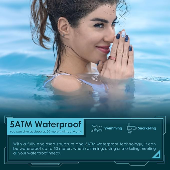 Smart Ring Health Monitoring 5ATM Waterproof Fitness Tracker with Glossy Titanium Surface Blood Oxygen/Sleep/Stress Tracking Women?™s Cycle Prediction Sport Ring Compatible with iOS/Android Black 12