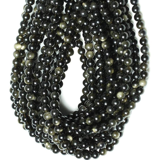 Genuine Golden Obsidian Beads for Jewelry Making Gemstone Semi Precious Stone Round 10mm Strand 15"(36-38pcs)