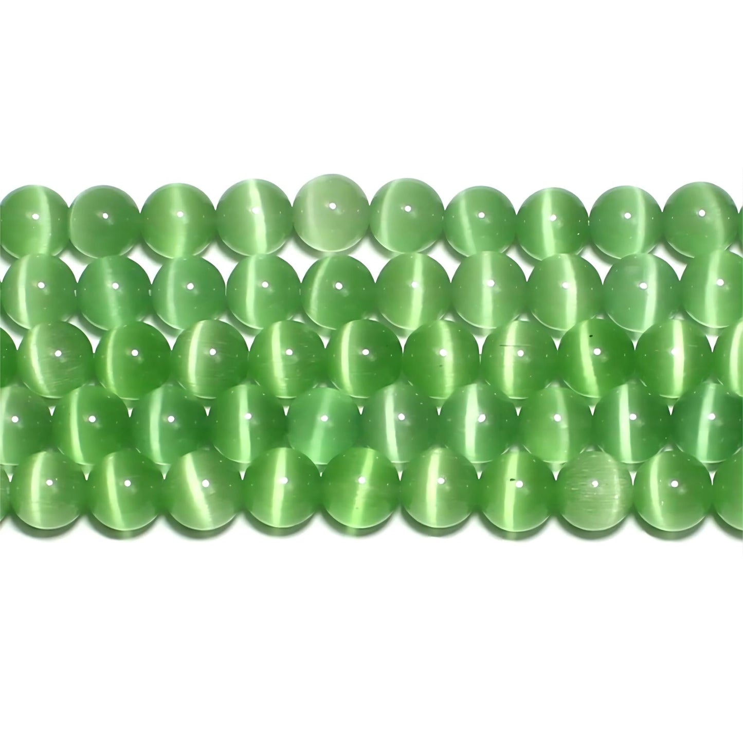 MJDCB 45pcs Light Green Cat Eye Stone Beads 8mm Round Crystal Loose Bead for Jewelry Making DIY Bracelets Necklace Accessories