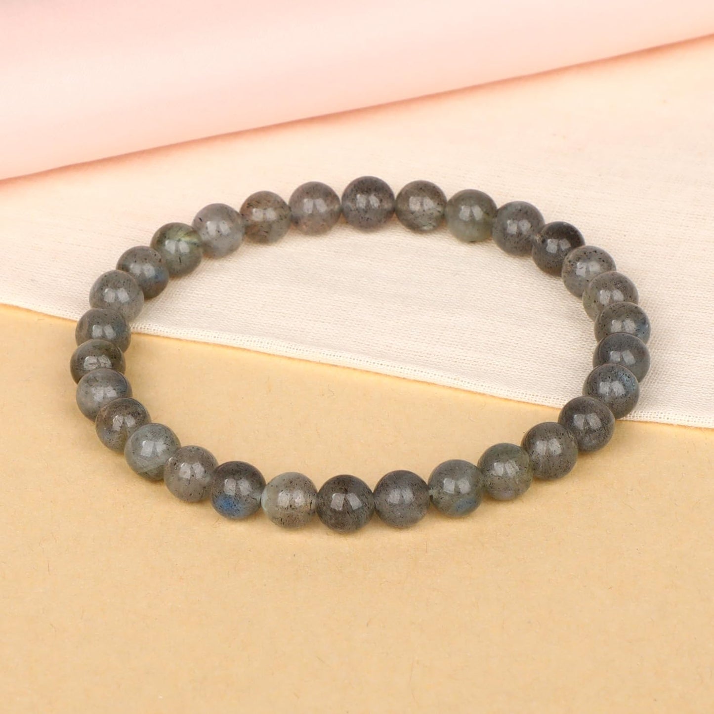 LPBeads Handmade Natural Gemstone Stretch Elastic 6mm Labradorite Bracelet Healing Crystal Round Stone Beads Jewelry Gifts for Women Men