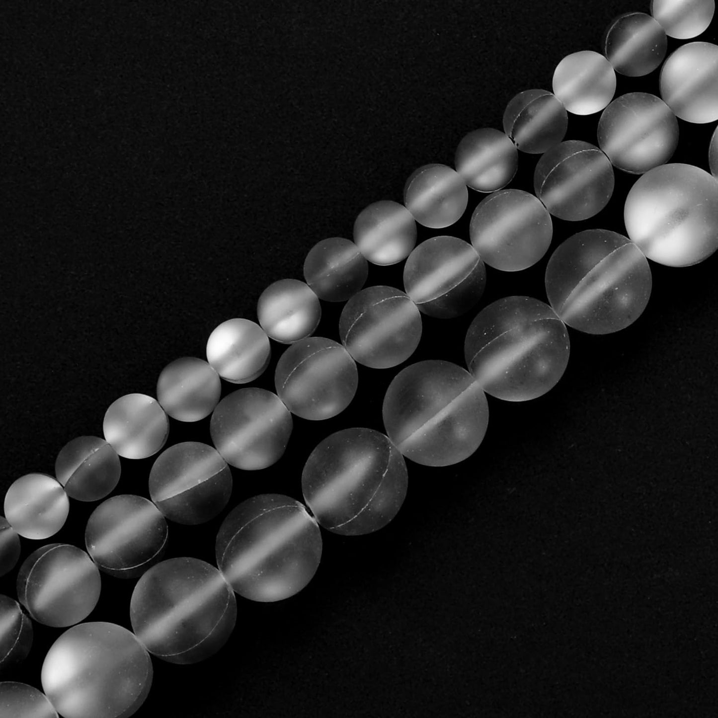 uxcell Matte Crystal Glass Beads 10mm Synthetic Frosted Shining Semi-Precious Round Loose Beads Synthetic Moonstone for Jewelry Making DIY Bracelet, Gray Silver