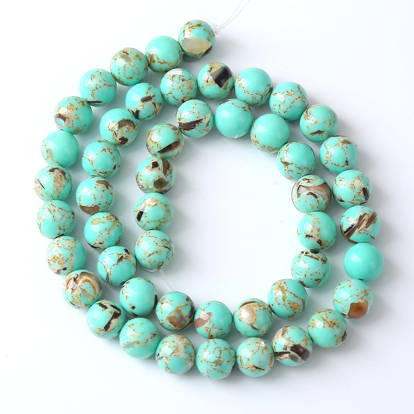 4MM 86PCS Peacock Blue Shell Turquoise Spacer Loose Beads for Jewelry Making DIY Bracelet Necklace