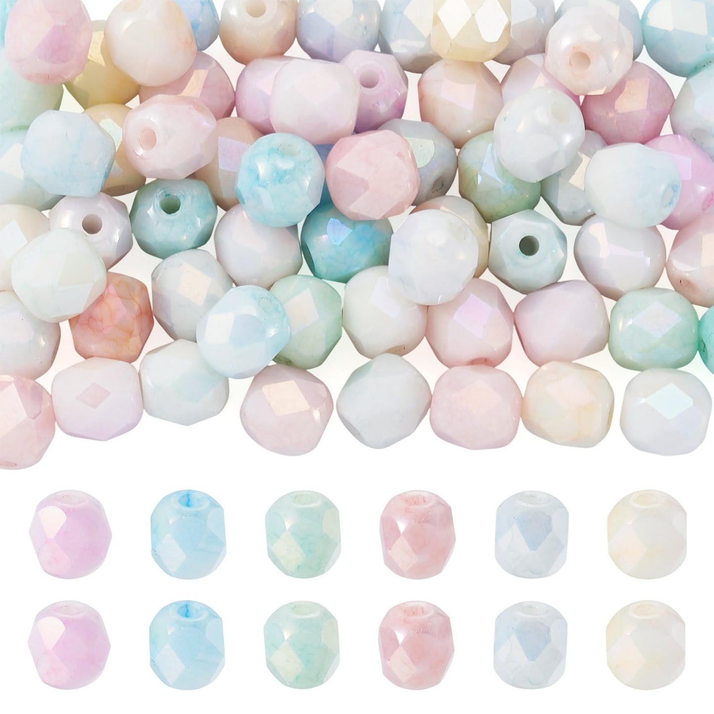 Elecrelive 65Pcs Barrel Glass Beads Jewelry Making, Faceted Crystal Beads Imitation Jade Gems for Bracelet Necklace Jewelry DIY Crafts Supplies