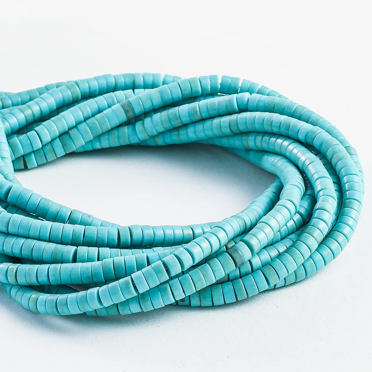 Natural Blue Turquoise Stone Spacer Beads 4x2mm 38cm/str Flat Round Loose Semi Gemstone Caps for Making Bracelets Necklace