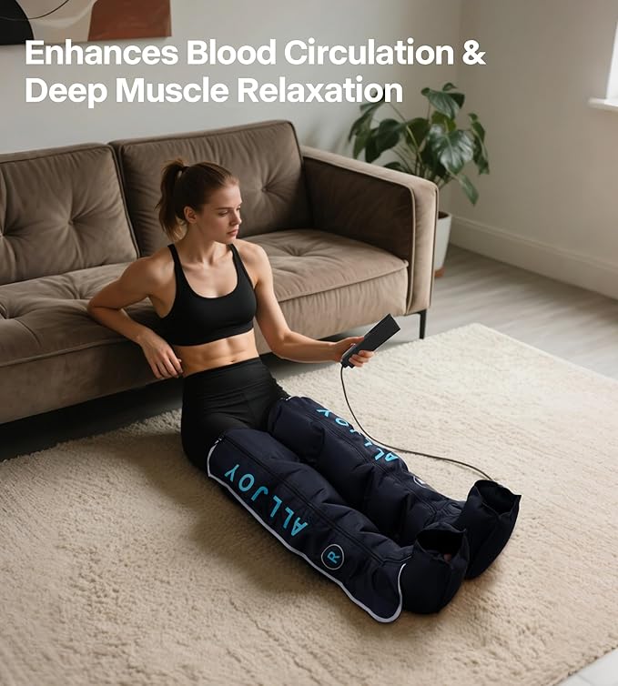 ALLJOY Pro-Grade Leg Massager Recovery Boots, Leg Compression Massager for Circulation and Pain Relief, Sequential Compression Boots for Fast Recovery, Gifts for Men Women