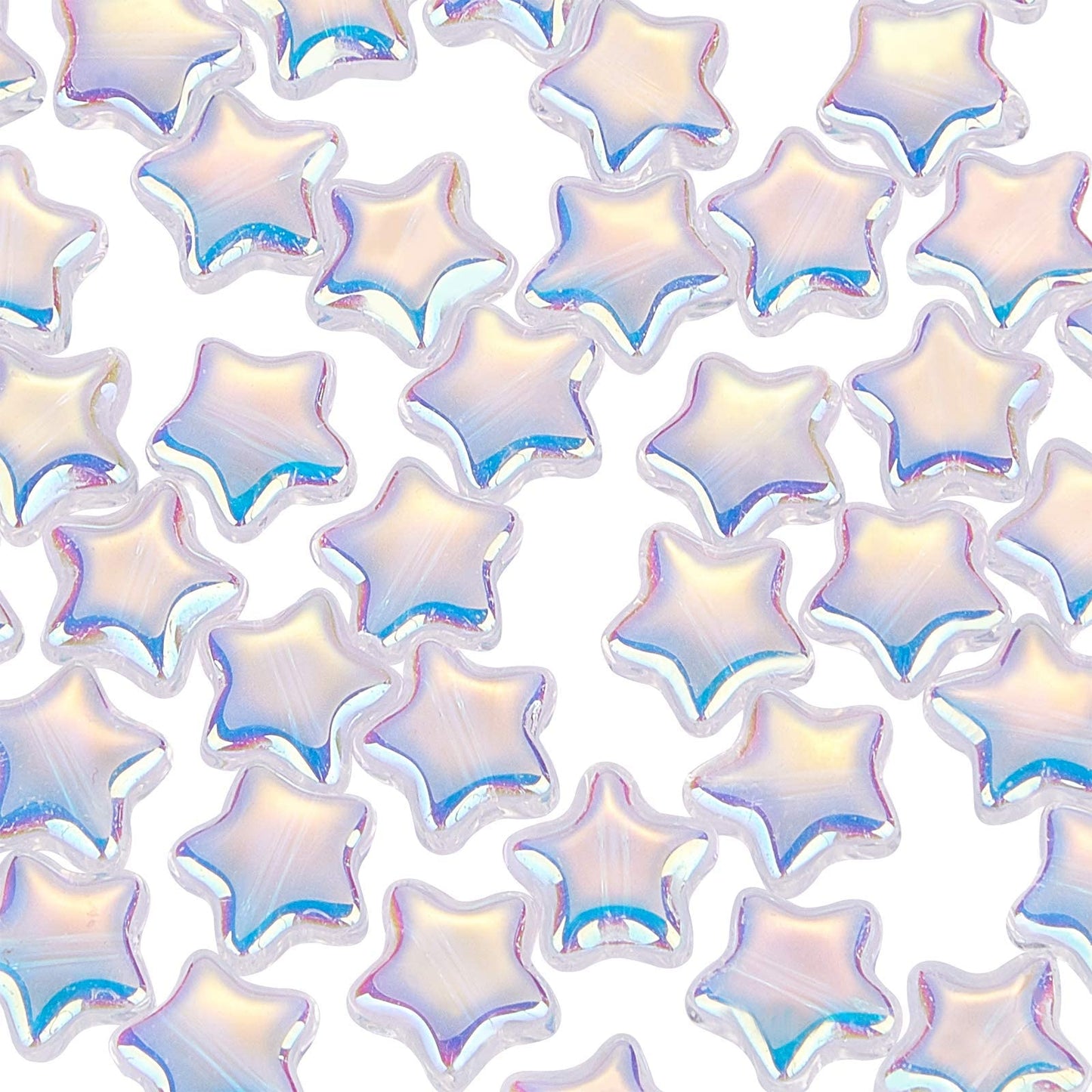 UR URLIFEHALL 100 Pcs Clear AB Star Glass Beads Twinkle Star Beads Tiny Glass Beads for Earring Bracelet Necklace Jewelry DIY Craft Making
