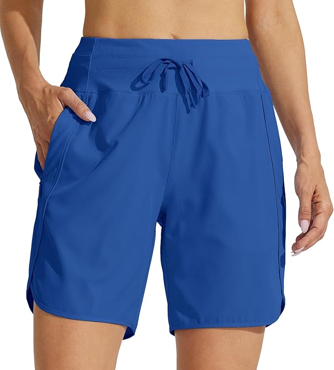 Willit Women's 7" Athletic Running Shorts Long Workout Hiking Shorts Quick Dry High Waisted Active Zipper Pocket(X-Small)