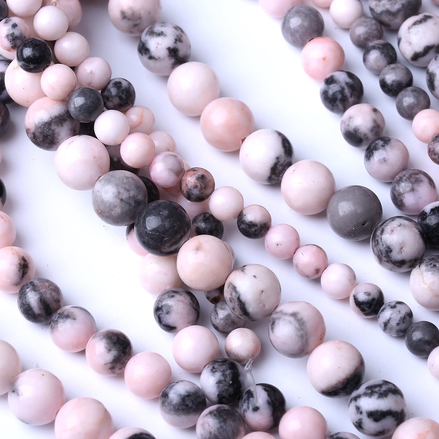 36PCS 10MM Natural Pink Zebra Jaspers Beads Round Loose Stone Beads for Jewelry Making DIY Energy Stone Healing Power Bracelet 15"