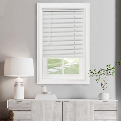 Achim Home Decor Cordless Mini Blinds - Light Filtering, Pearl White, 23" x 48" - 1" Slat Size