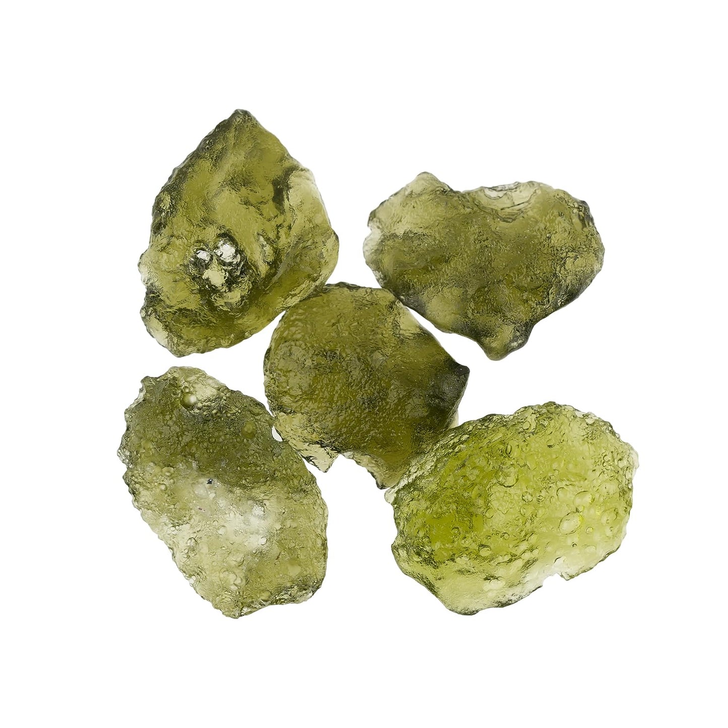 CRYSTALINES 5pcs Wholesale Raw Moldavite Tektite Glass Stone, Synthetic Moldavite, Rough Meteorite Glass Stone Supplies, Healing Crystal for Gem Collection, DIY Crafting Jewelry Making