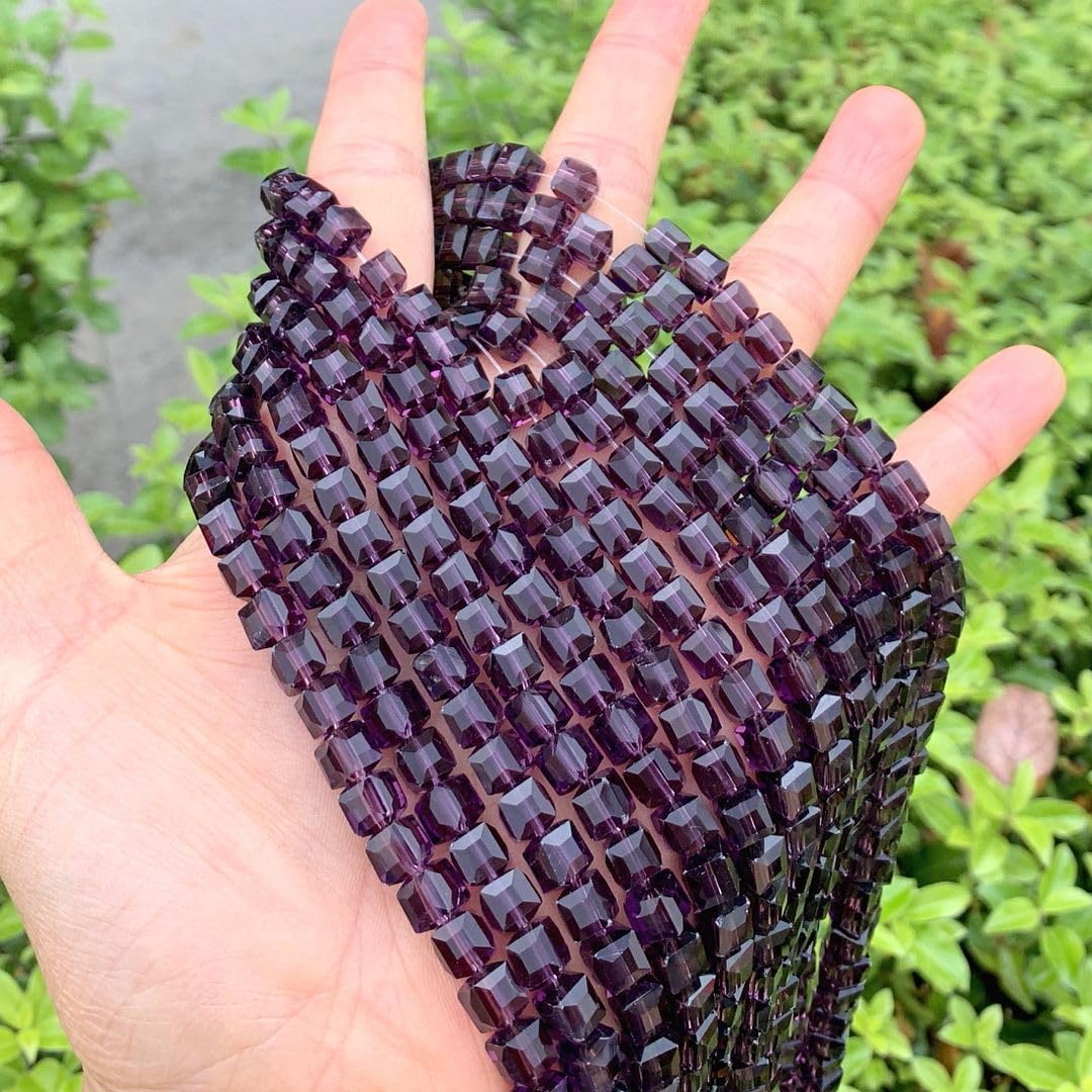 200pcs Czech Faceted Cube Crystal Glass Loose Beads Spacer Bulk 6mm (0.24 Inch) Amethyst for DIY Jewelry Craft Making CCC627