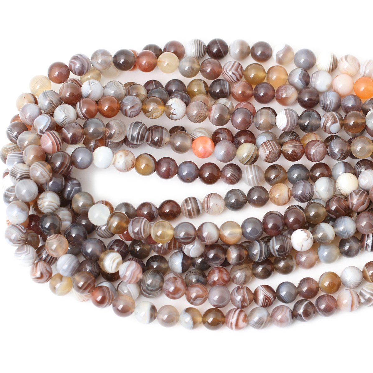 CHEAVIAN 45PCS 8mm Natural Botswana Sardonyx Agate Gemstone Round Loose Beads for DIY Jewelry Making 1 Strand 15"