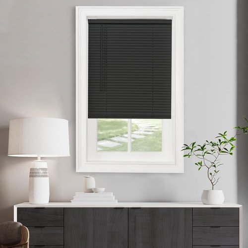 Achim Home Decor Cordless Mini Blinds - Light Filtering, 31" Width x 72" Length - Black