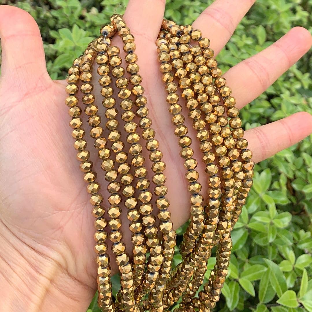 1000pcs Czech Faceted Rondelle Crystal Glass Loose Beads 6mm Spacer Bulk Gold Aurum for DIY Craft Jewelry Making CCR633
