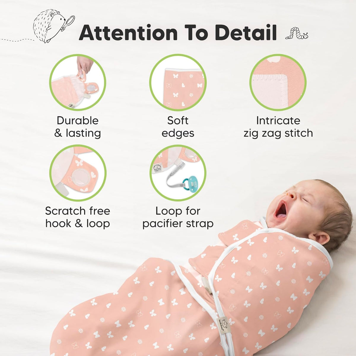 Skiennix Organic Baby Swaddle Sleep Sacks - Soft & Snug for Newborns 0-3 Months | Beach Day Design, 3-Pack