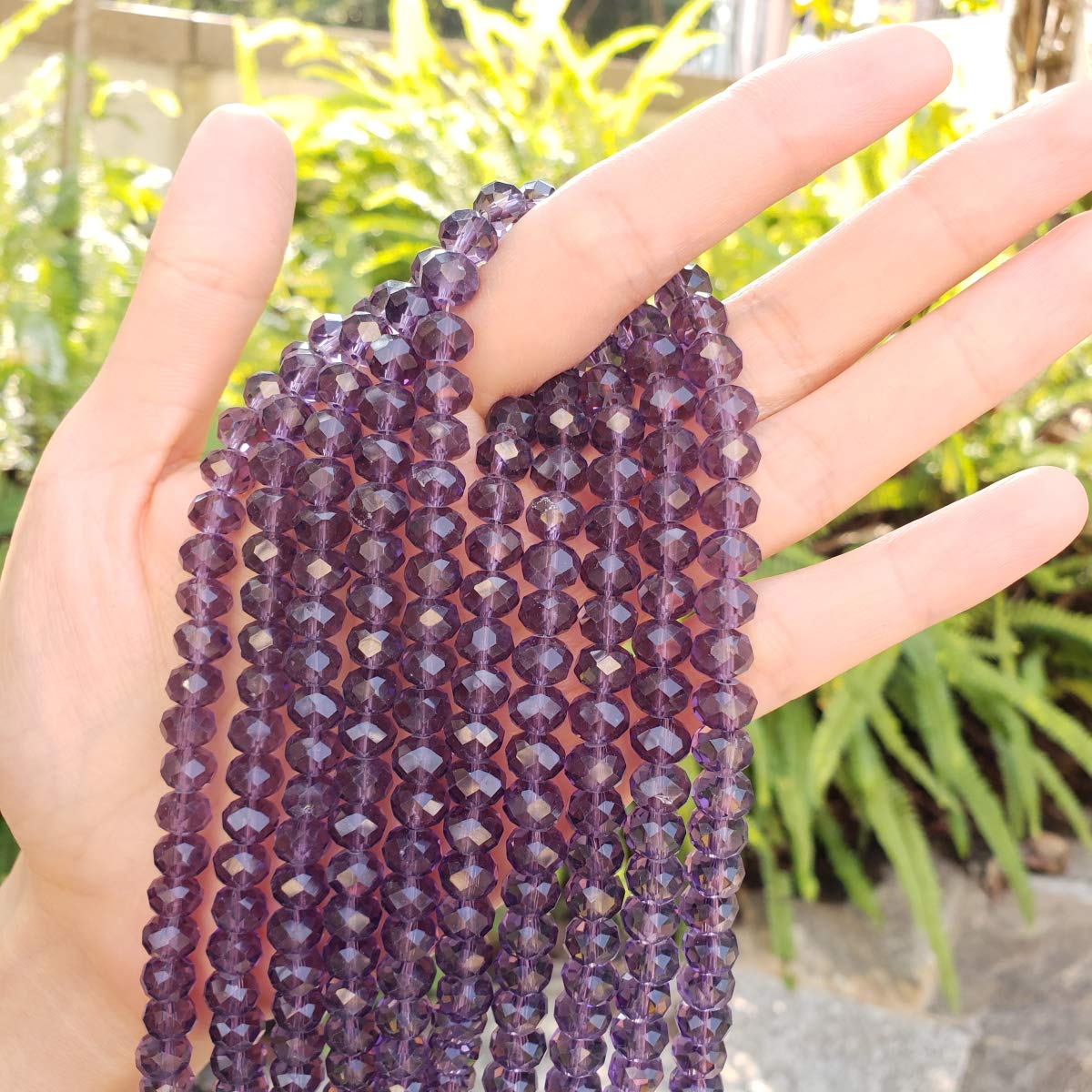 350pcs Czech Faceted Rondelle Crystal Glass Loose Beads 8mm Spacer Bulk Amethyst Purple for DIY Craft Jewelry Making CCR827