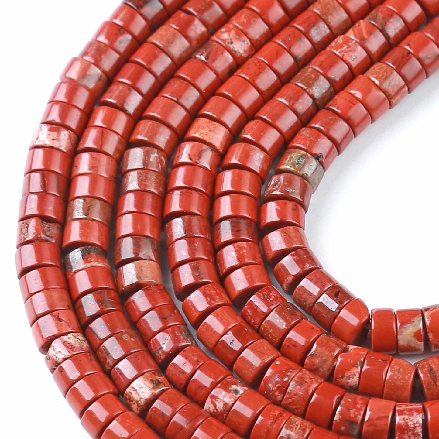 2x4MM 150PCS Chinese Red Jasper Tube Cylinder Rondelle Abacus Disk Spacer Loose Beads for Jewelry Making