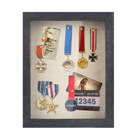 Love-KANKEI Shadow Box Frame 8x10 Shadow Box Display Case with Linen Back Memorabilia Awards Medals Photos Memory Box Gift Rustic Black