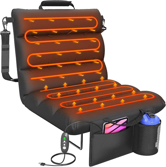HOPERAN Heated Stadium Seats for Bleachers with Back Support - 3 Levels Bleacher Chairs with Back and Cushion, Wide & Soft Thick Padded Bleacher Seats, Stadium Chairs for Outdoor Sports Games