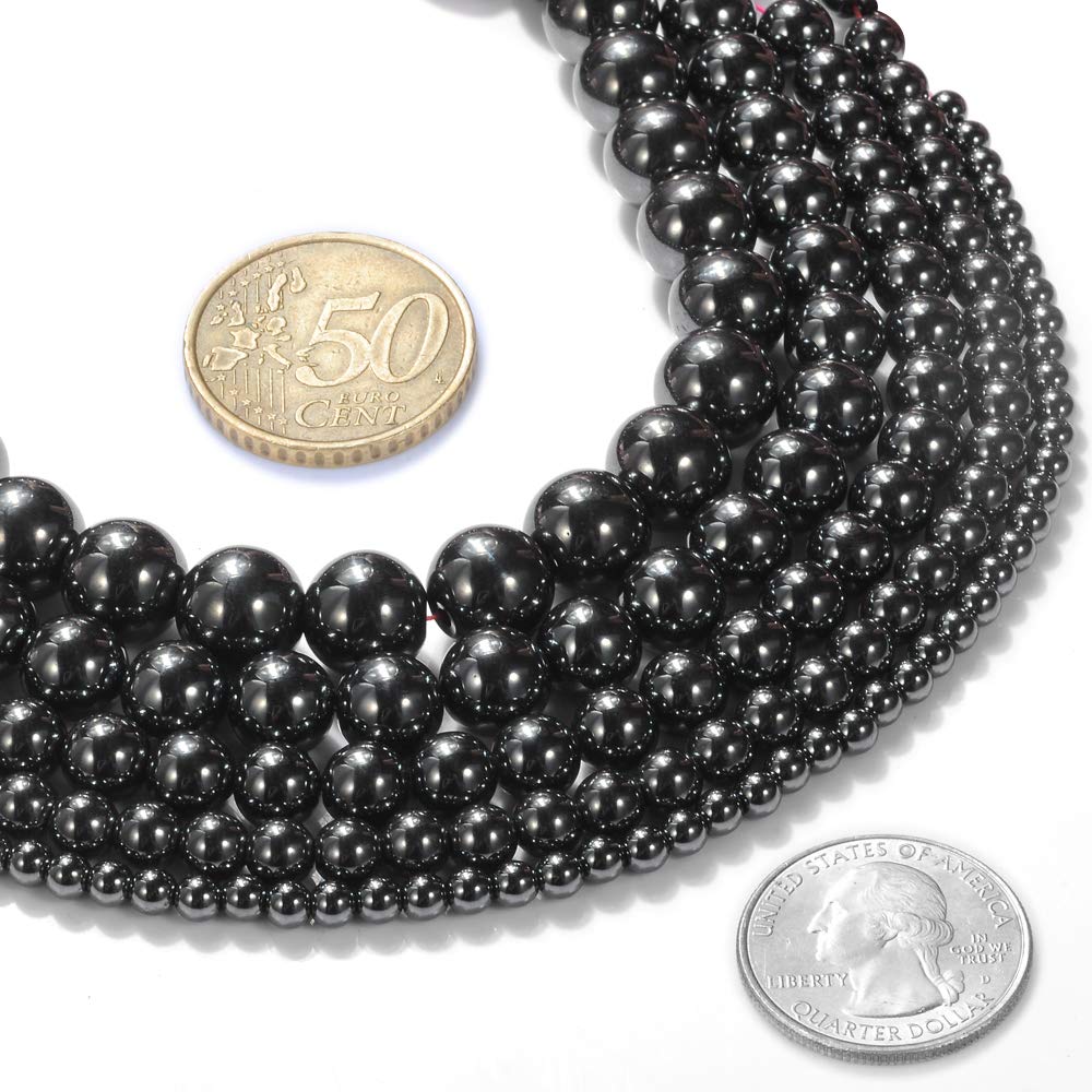 Natural Stone Beads 8mm Hematite Gemstone Round Loose Beads Crystal Energy Stone Healing Power for Jewelry Making DIY,1 Strand 15"