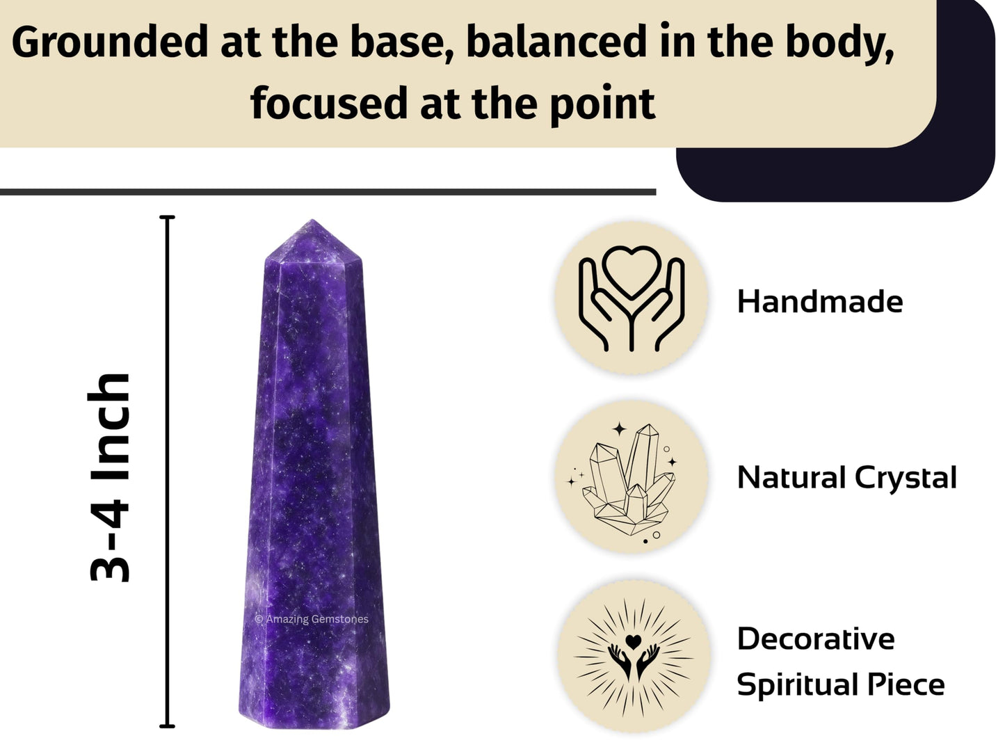 Amazing Gemstone Lepidolite Crystal Towers ~ Natural Healing Crystal Point Obelisk for Reiki Healing and Crystal Grid (3" to 4" INCH)