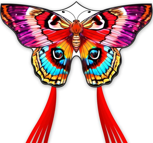 Butterflys for Kids, Beautiful Kite Easy to Fly for Beginners with 328 ft Line & Line Winder (Flame Butterfly Kite（Red）, 1)