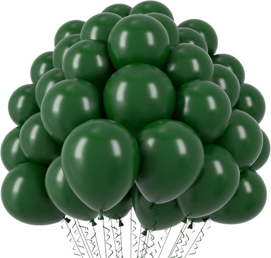 Voircoloria 12-Inch Dark Green Balloons - 110-Pack Latex Party Decorations for Birthdays & Events