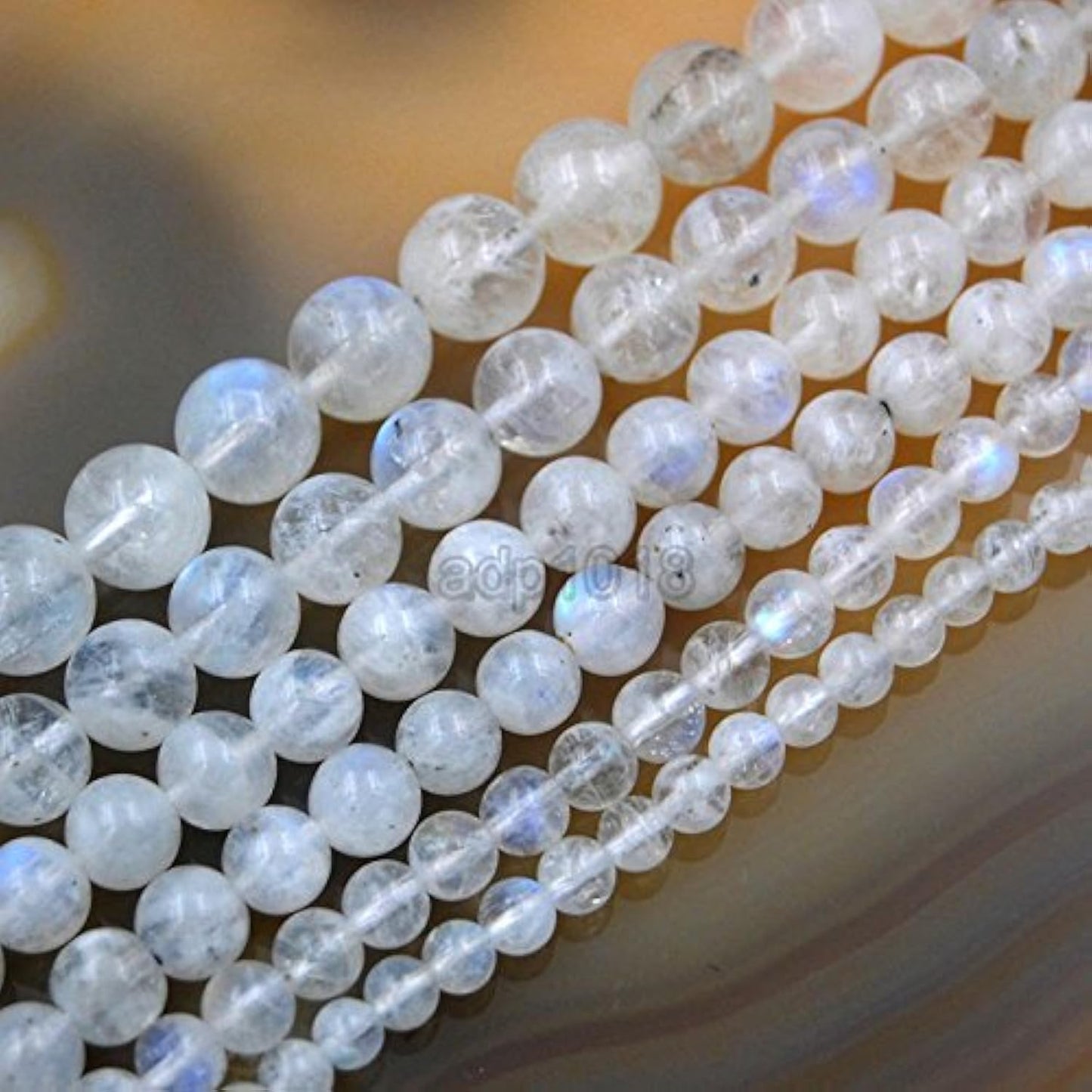 Natural White Moonstone Gemstone Round Loose Beads (5mm)