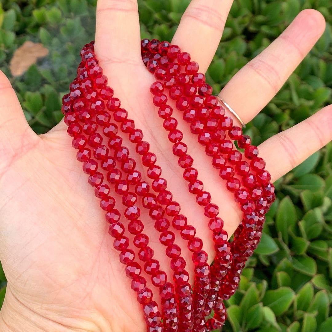 1000pcs Czech Faceted Rondelle Crystal Glass Loose Beads 6mm Spacer Bulk Siam Red for DIY Craft Jewelry Making CCR605
