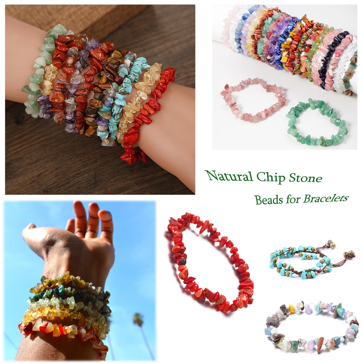 XIANNVXI Amazonite Beads, Natural Chip Stone Beads 400Pcs Crystal Bead 5-8mm Irregular Healing Crystal Loose Rocks for DIY Jewelry Making