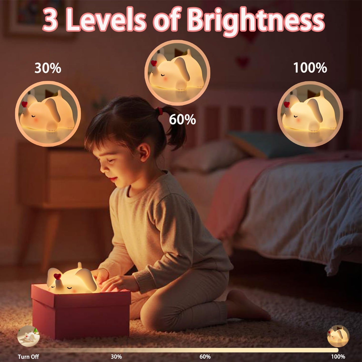 mydtiz Silicone Elephant Night Light for Kids Room Dimmable Rechargeable Nursery Animal Nightlight Gifts for Women Girls Boys Room Decor 3 Level Brightness Toddler Bedroom Bedside Touch Lamp