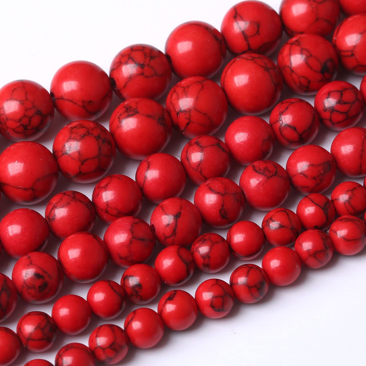 36PCS 10MM Beads Red Turquoise Beads with Mother-of-Pearl Round Loose Beads Natural Gem Beads for Jewelry Making 15"
