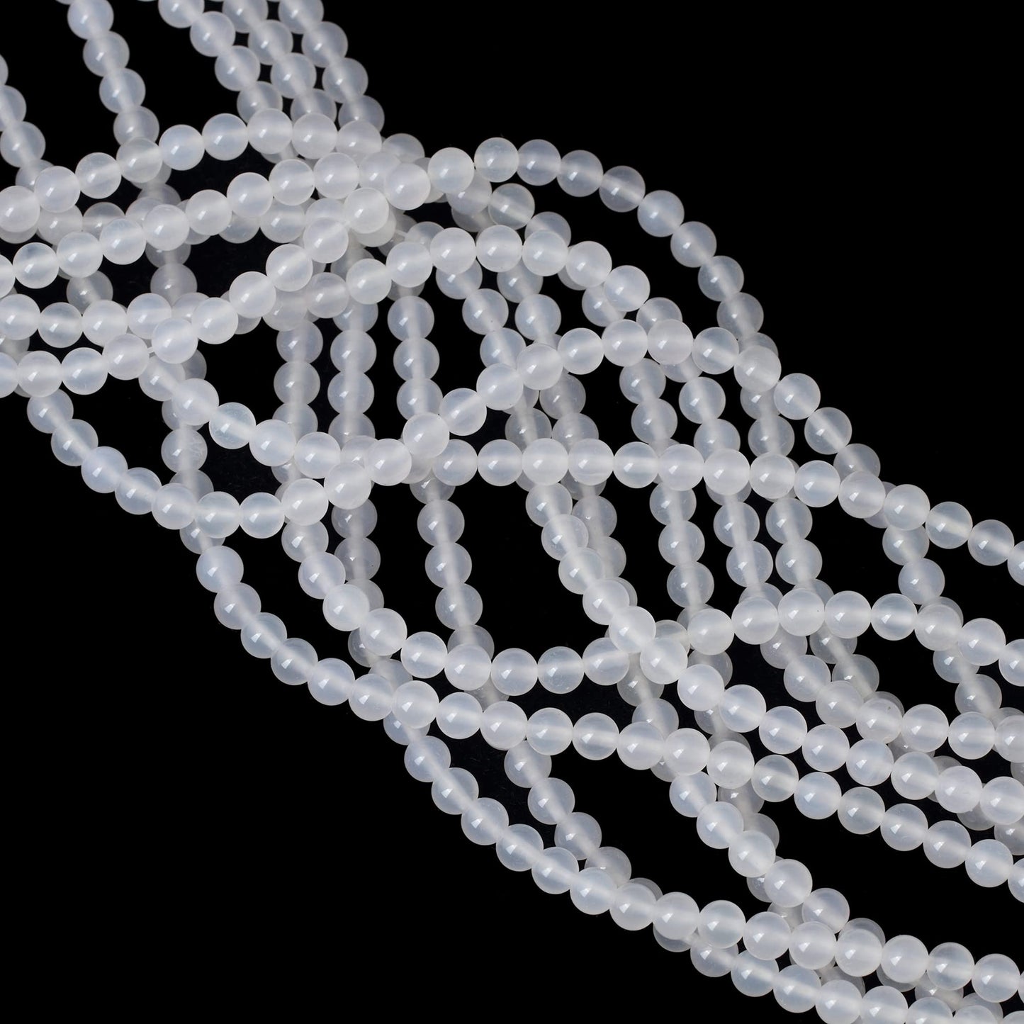 CHEAVIAN 60PCS 6mm Natural White Agate Gemstone Round Loose Beads for Jewelry Making 1 Strand 15"