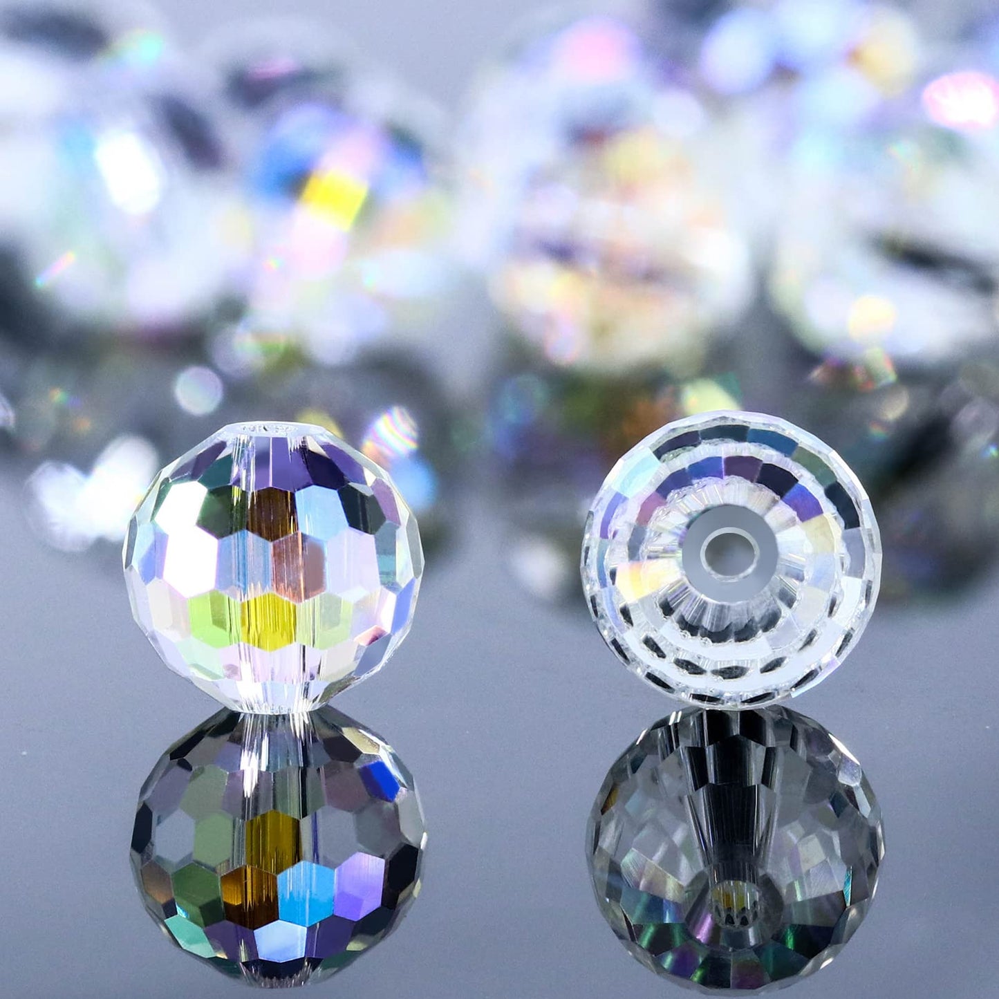 Dowarm 100PCS 8MM Crystal Glass Beads for Jewelry Making, Crystal Paradise Faceted Crystal Beads for Crafts Bracelet Wind Chimes Suncatcher, #5003 Rondelle Spacer Beads, Loose Gemstones