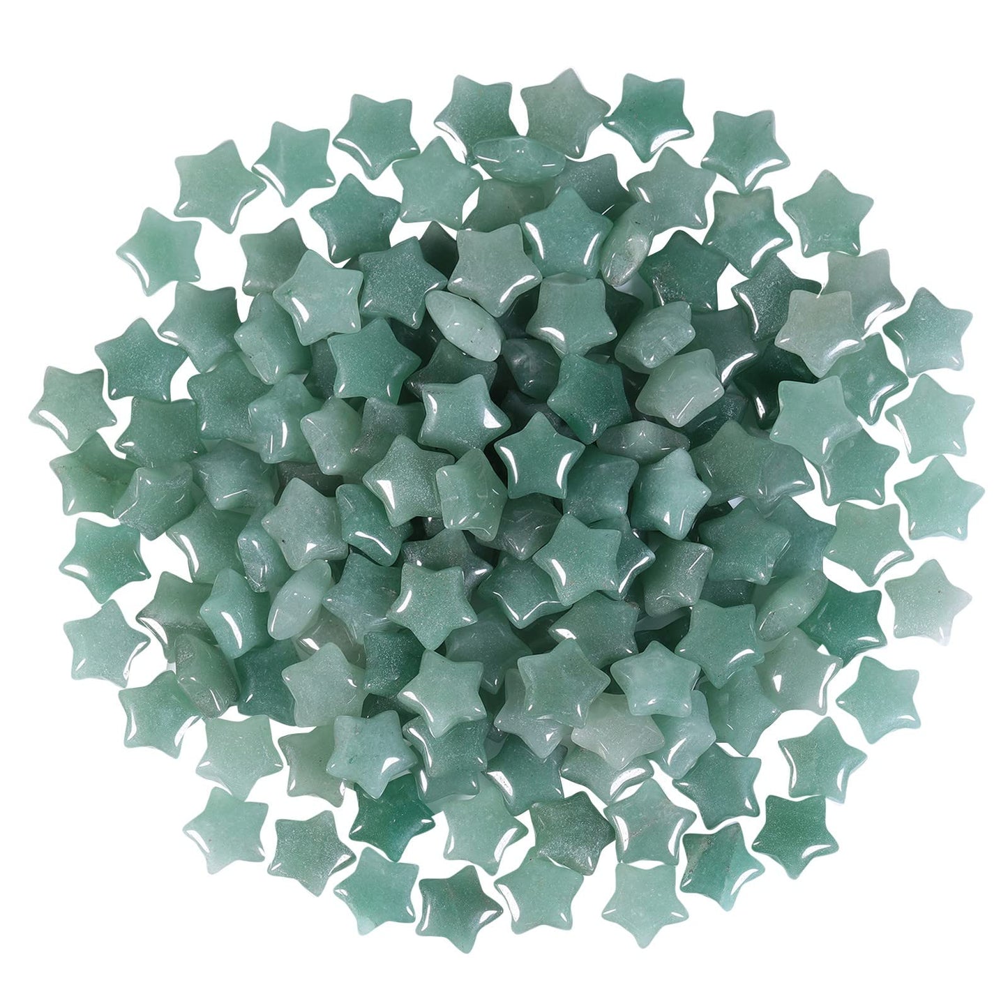 SUNYIK Pack of 20 Mini Star Crystal Pocket Stone, Healing Crystal Worry Stone for Reiki Meditation Anxiety Stress Jewelry Making, Amethyst/Rose Quartz/Rock Quartz/Tiger’s Eye/Green Aventurine