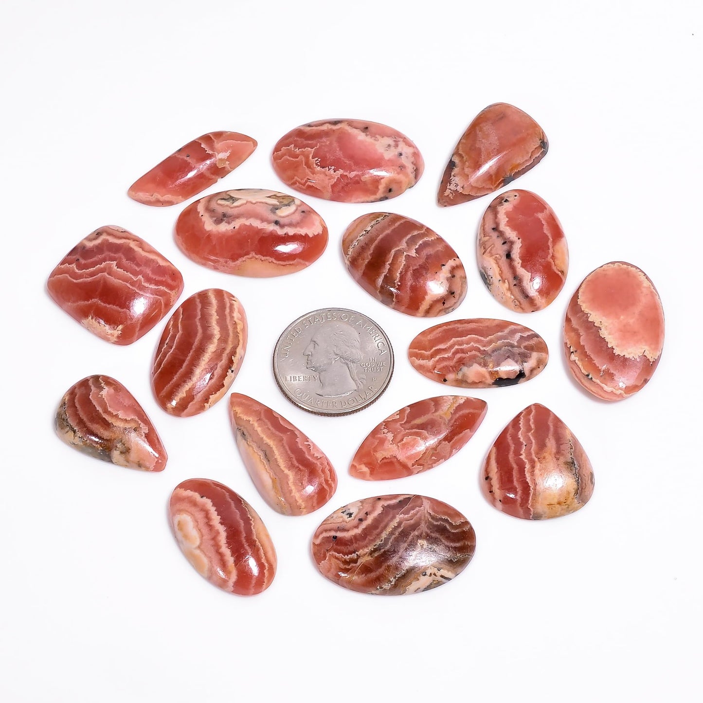 GEMKORA 3pcs Natural Pink Rhodochrosite Cabochon Gemstones Wholesale Lot Jewelry Making, Loose Crystals Supply, Healing Stones, Mix Pack, Crystals, Bulk Deal, Stones, 18 to 25mm