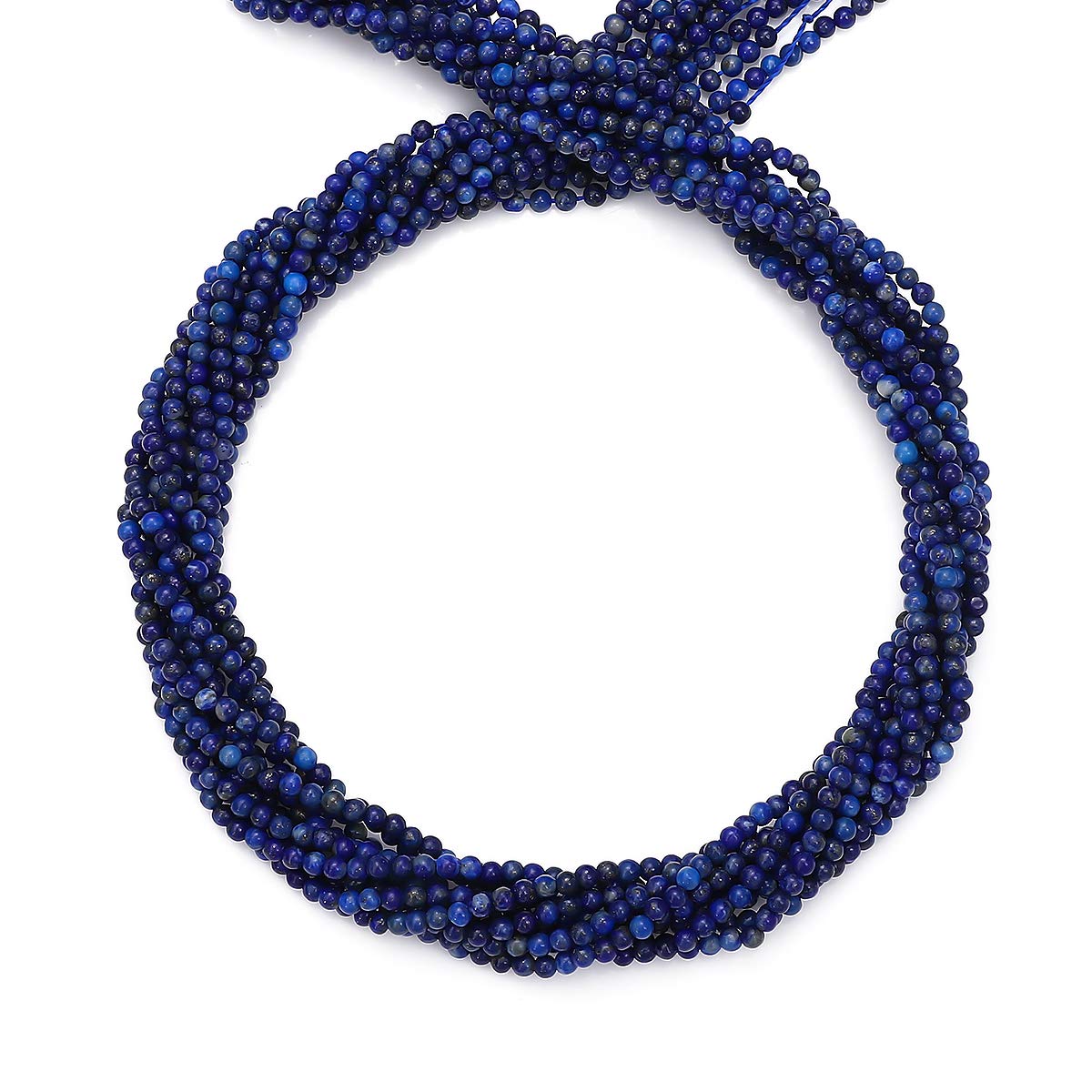 BEADIA Natural Lapis Lazuli Stone Round Loose Semi Gemstone Beads for Jewelry Making 2-2.5mm 38cm/Strand