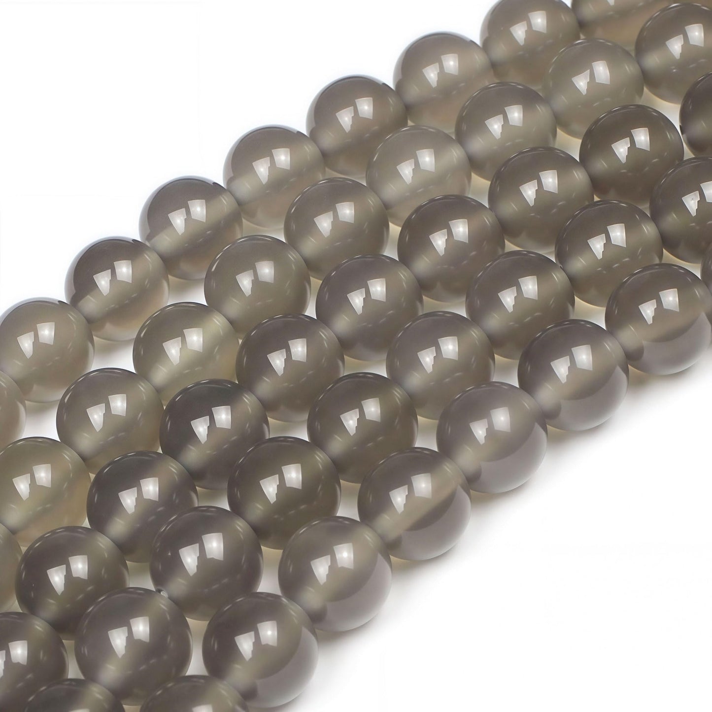 MJDCB 7A Natural Grey Agate Gemstone Round Stone Beads for Jewelry Making DIY Bracelet Necklace (12mm)