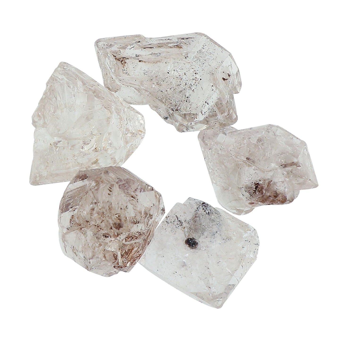 CRYSTALINES 5pcs, Wholesale Natural Raw Black Herkimer Diamond Quartz Gemstone, Double Pointed Rough Stone, DIY Jewelry Making, Bulk Loose Crystal, Wire Wrapping, Large Rocks, Gem Collection