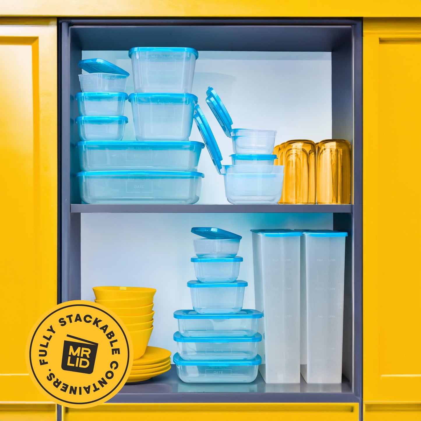Premium Attached Food Storage Containers, Permanently Attached Plastic Lid, Never Lose & Space Saving Organization (10 Pack)