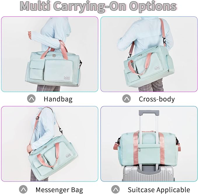 FIORETTO Women's Gym Duffle Bag with Shoes Compartment, 37L Capacity, Ideal for Travel, Gym, Sports, Duffel, Weekender