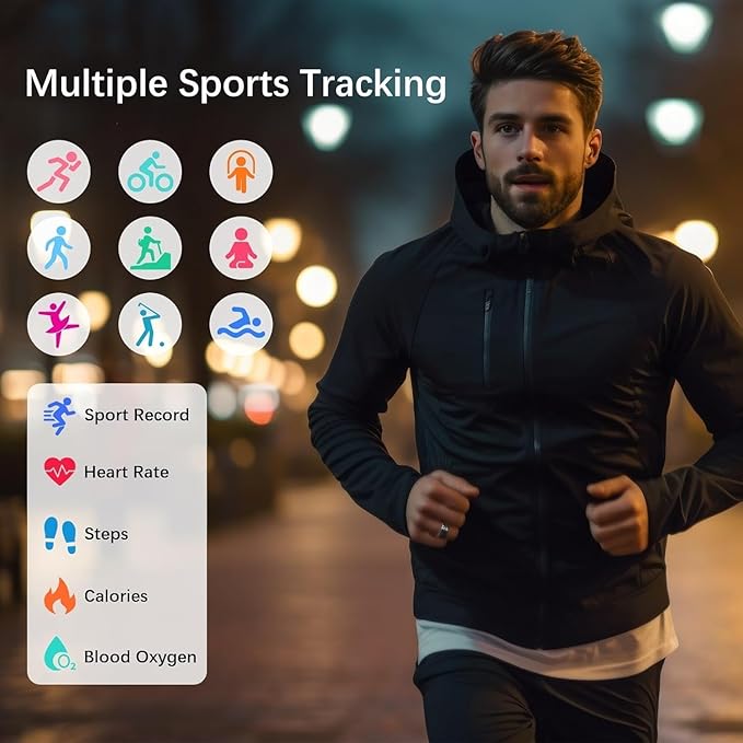 Smart Health Rings for Women Men, Fitness Tracker with Heart Rate, Blood Oxygen, HRV, Sleep Tracker, Step Tracker, No Subscription Fee, IP68 Waterproof Smart Ring for iphone & Android (Silver 8#)