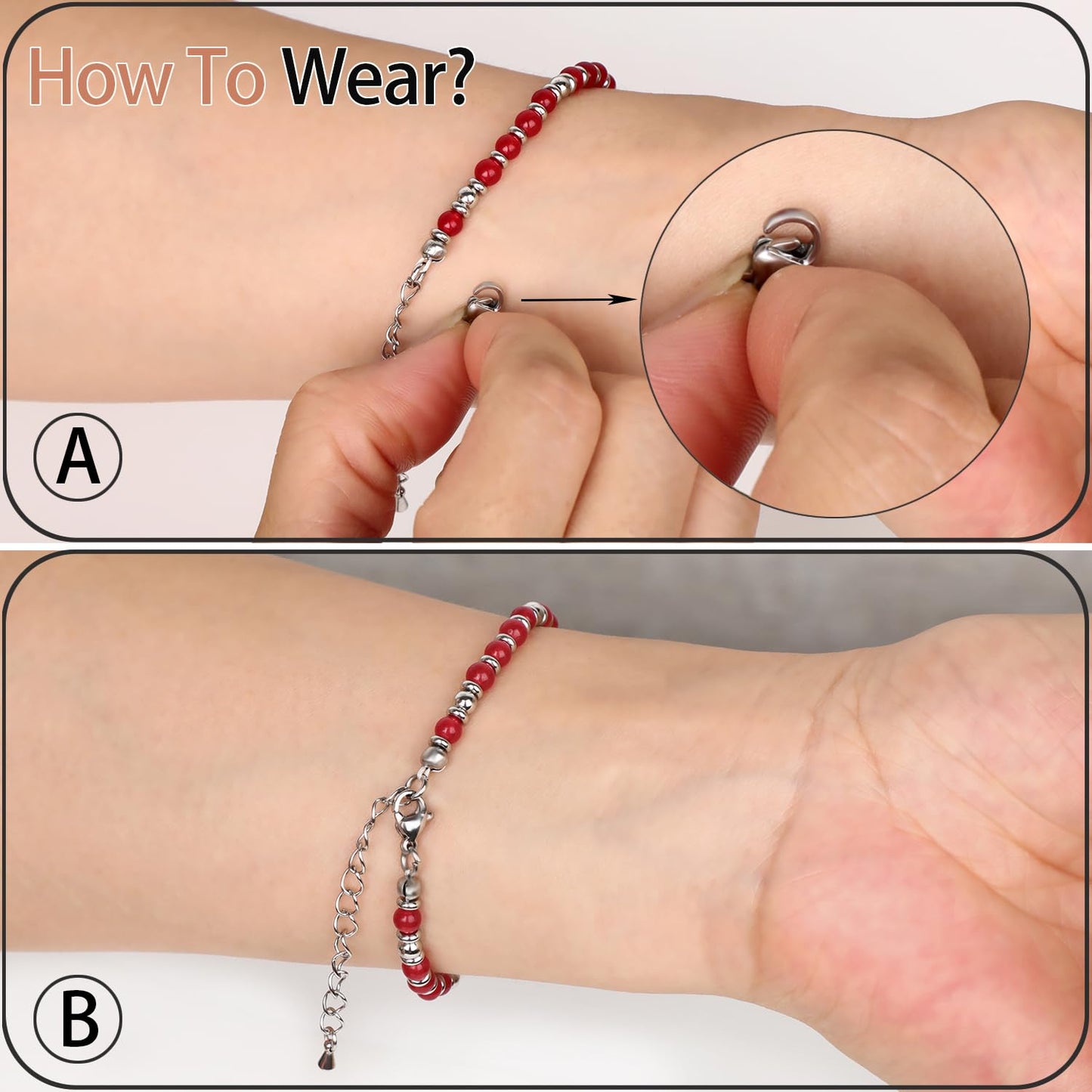 4mm Black Onyx Tiny Beaded Bracelets For Women, Energy Gem Charm Jewelry Adjustable Bracelet Gifts for Mom, Daughter, Wife, Coworkers, Friends, Bestie