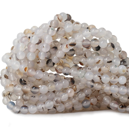 CHEAVIAN 60PCS 6mm Natural Moss Grass Agate Gemstone Round Loose Beads for Jewelry Making 1 Strand 15"
