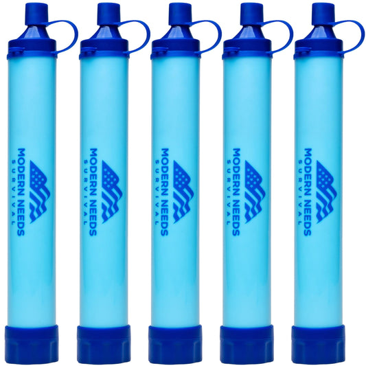 MODERN NEEDS Ready Filter Personal Water Filter Straw | Backpacking Water Filter for Hiking & Camping | Portable Water Purifier Camping | Emergency Survival Gear & Camping Survival Kit | 5 Pack