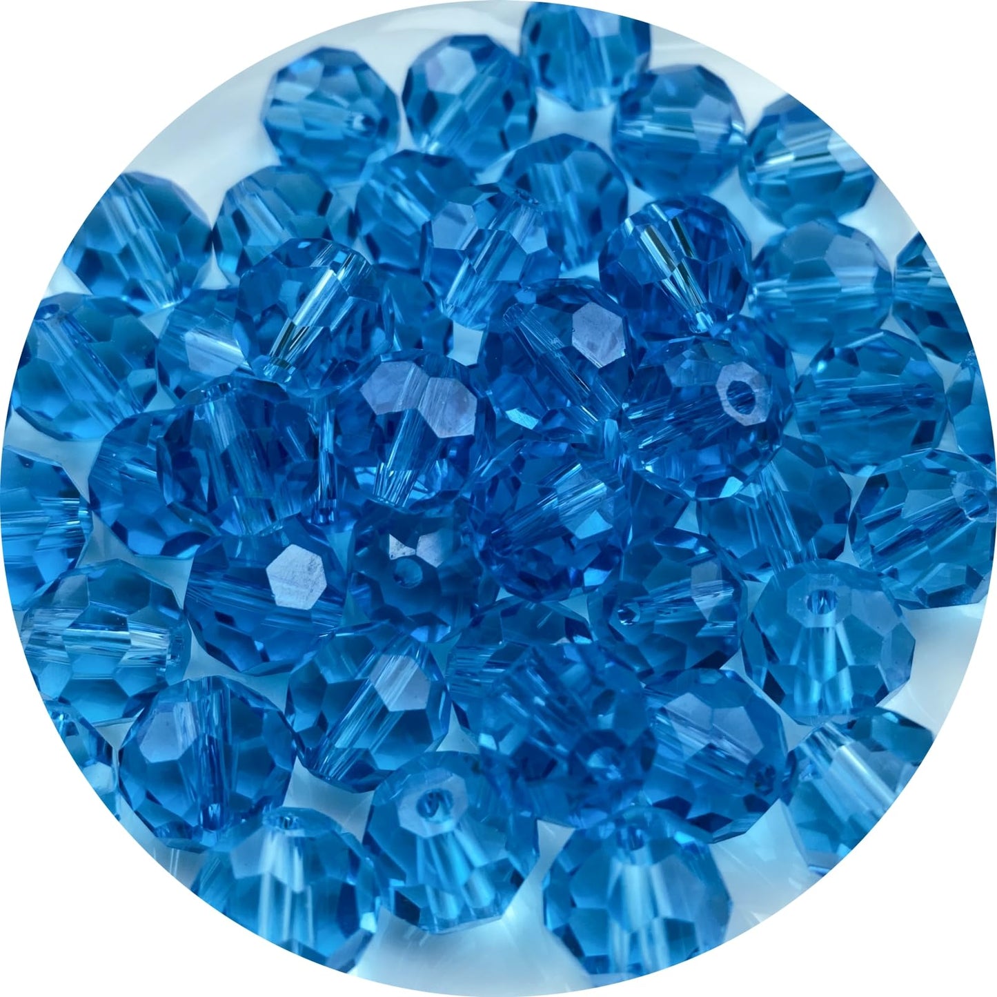 Xinhongo Crystal Glass Beads 200 Pieces 6mm Round Faceted Glass Spacer Beads for Jewelry Making Bracelet Earring Necklace DIY Craft Supplies(Lake Blue)