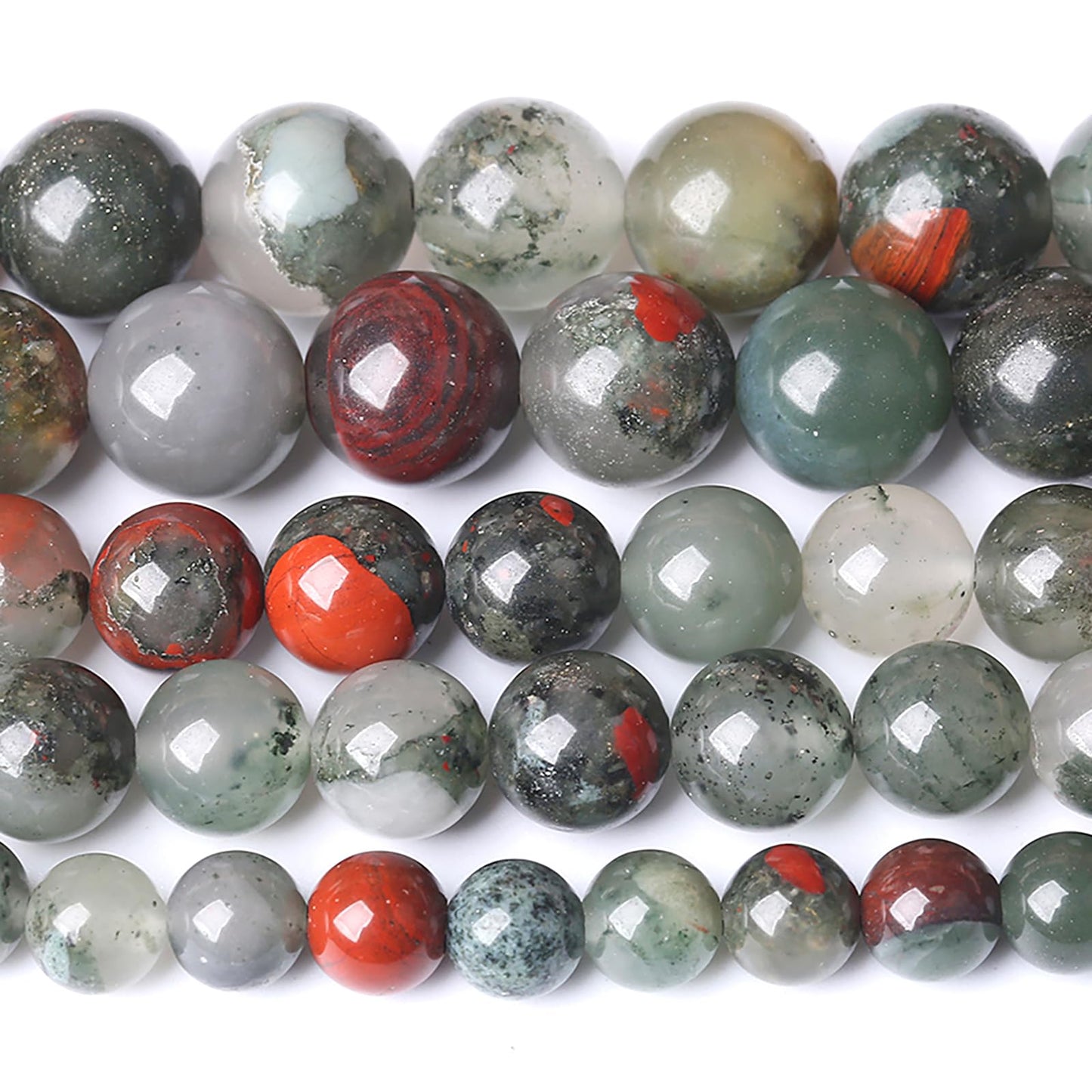 4MM Natural African Bloodstone Gemstone Round Beads Loose Spacer Stone Beads for Jewelry Making 180pcs 2 Strands 32"