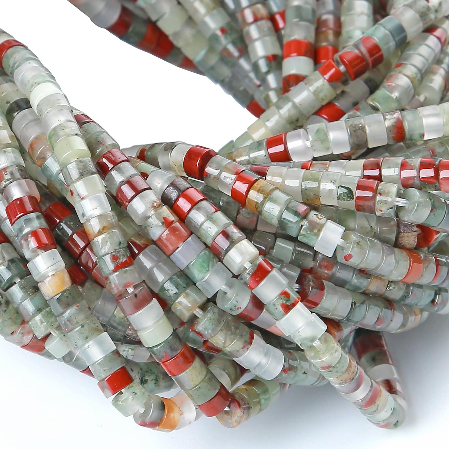 2x4MM 150PCS African Bloodstone Tube Cylinder Rondelle Abacus Disk Spacer Loose Beads for Jewelry Making